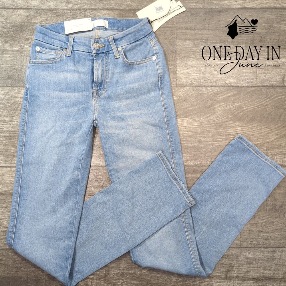7 For All Mankind Kimmie Straight Jeans Slim Illusion Luxe NWT $198 Size 2 (26)